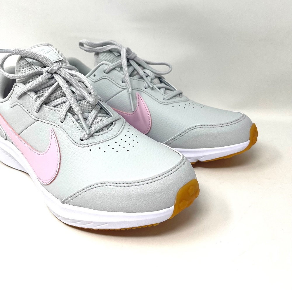 💖MEGA SALE💖Nike Varsity Leather (GS) Grey Leather Pink Foam CN9146 006 Women - Picture 8 of 10